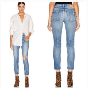Moussy Vintage Helendale Rip Crop Mid rise Blue Skinny Jeans Japan - 24 x 26